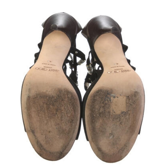 Jimmy Choo Black Brown Beaded Stilletto Heels Sandals Size 40 9 - Picture 5 of 5